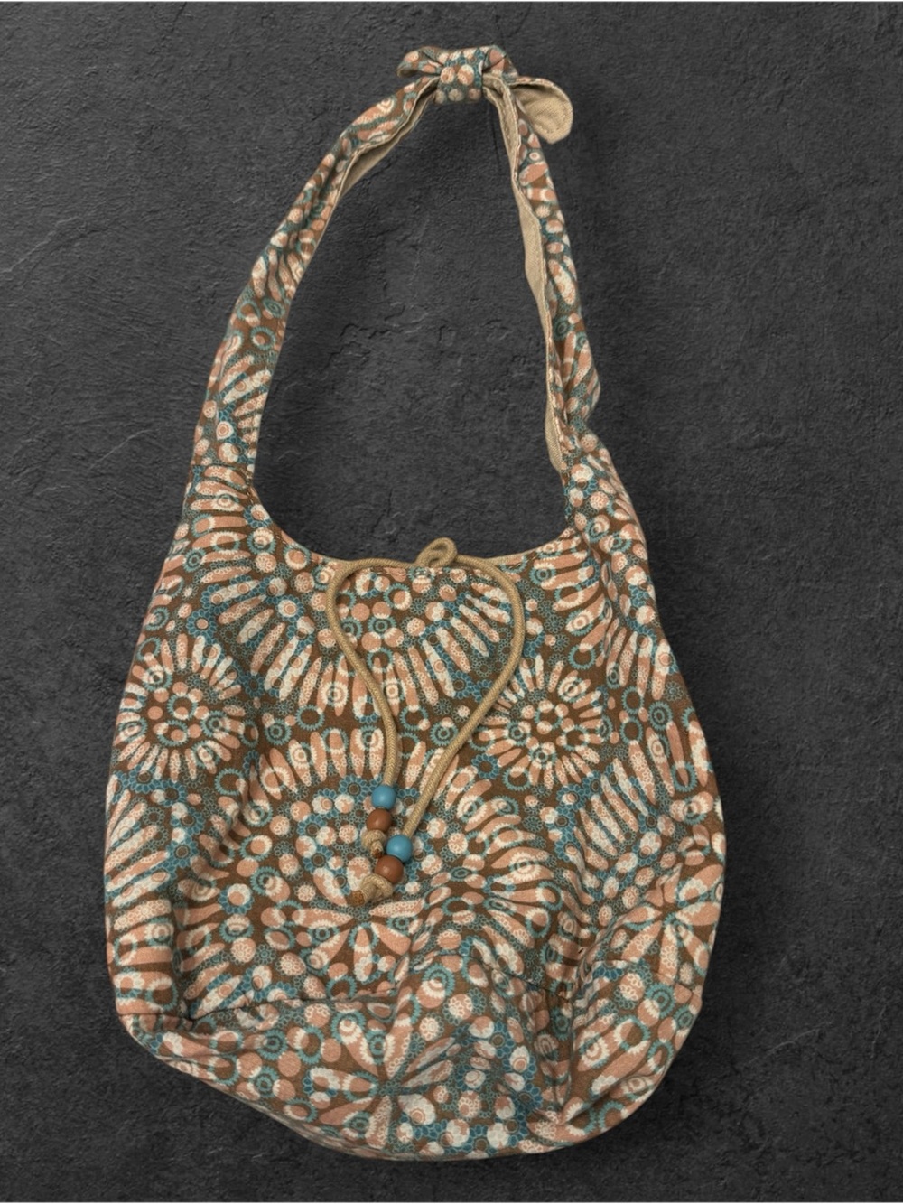 Aeropostale Brown & Teal Floral Hobo Shoulder Bag